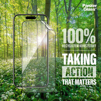Protector de pantalla PanzerGlass Ultra-Wide Fit EyeCare para Apple iPhone 16 Pro, Cristal Templado, Full Glue, Negro