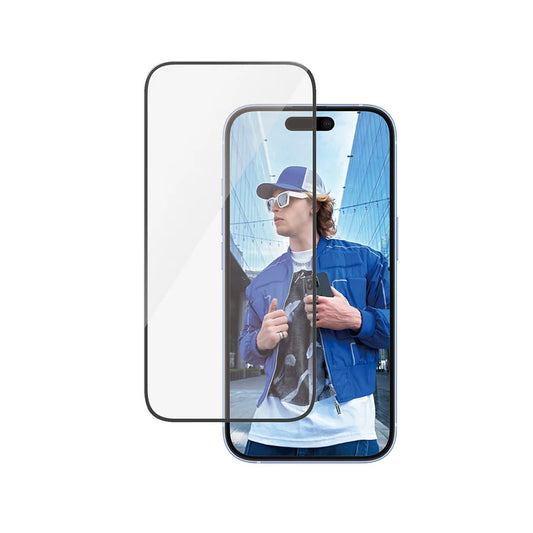 Protector de pantalla PanzerGlass Ultra-Wide Fit para Apple iPhone 16 / 15, Cristal Templado, Full Glue, Negro