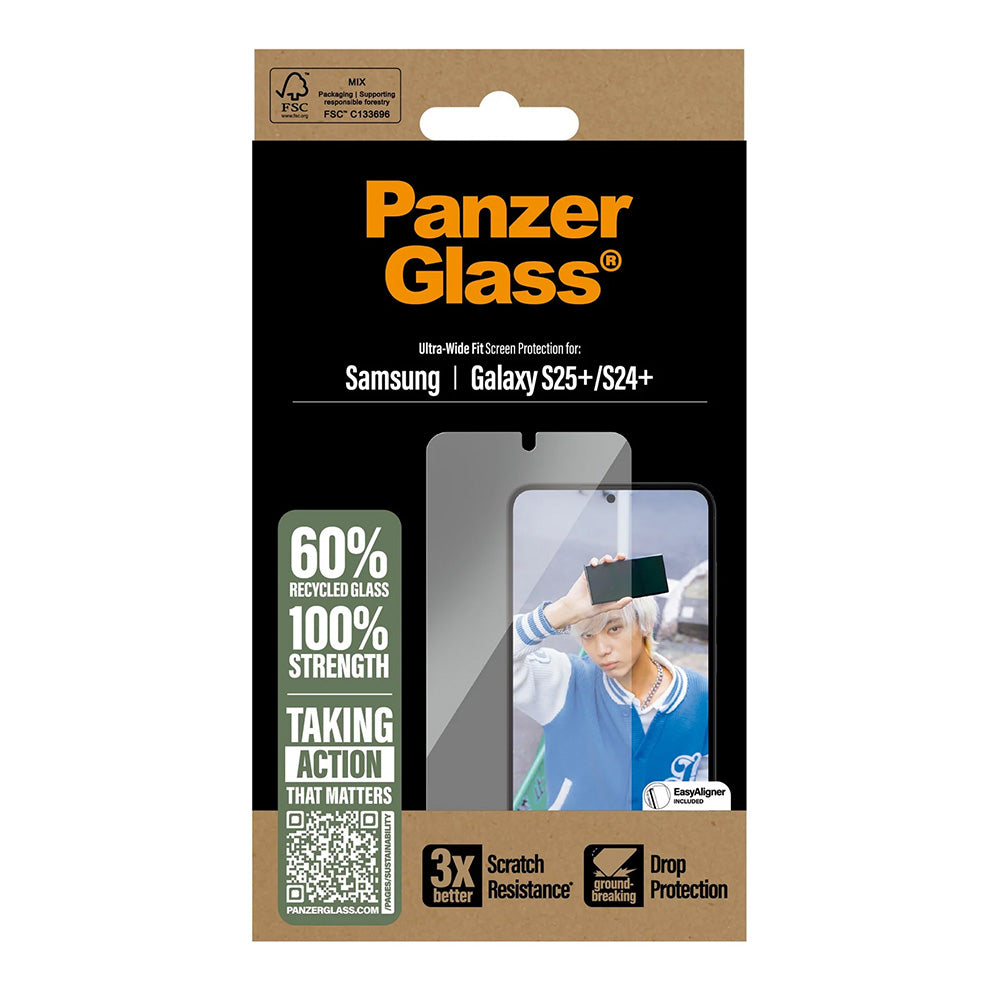 Protector de pantalla PanzerGlass Ultra-Wide Fit para Samsung Galaxy S25+ S936 / S24+ S926, Cristal Templado, Full Glue