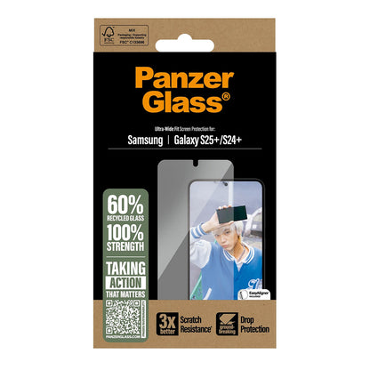Protector de pantalla PanzerGlass Ultra-Wide Fit para Samsung Galaxy S25+ S936 / S24+ S926, Cristal Templado, Full Glue