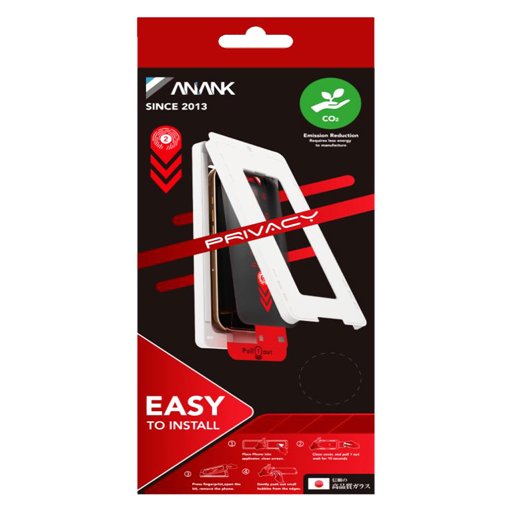 Protector de pantalla Privacy Anank 2X Reforzado para Apple iPhone 16 Pro Max, Vidrio Templado, Pegamento Completo, 2.5D