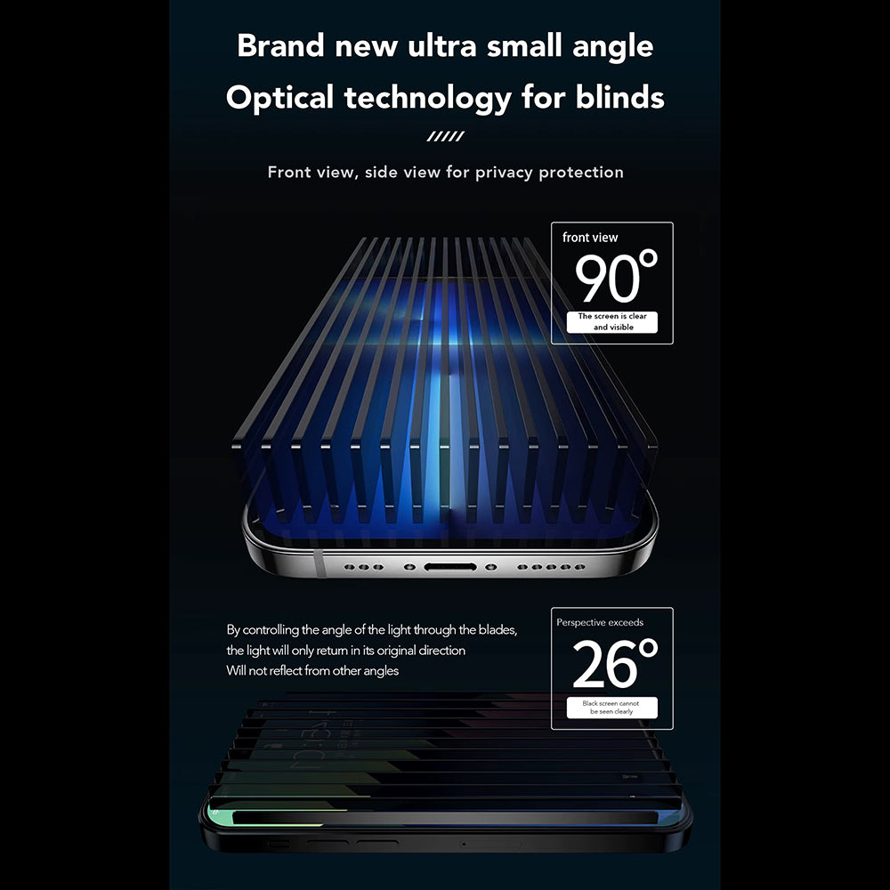 Protector de pantalla Privacy Anank 3X Reforzado para Apple iPhone 14 Pro, Vidrio Templado, Pegamento Completo, 2.5D