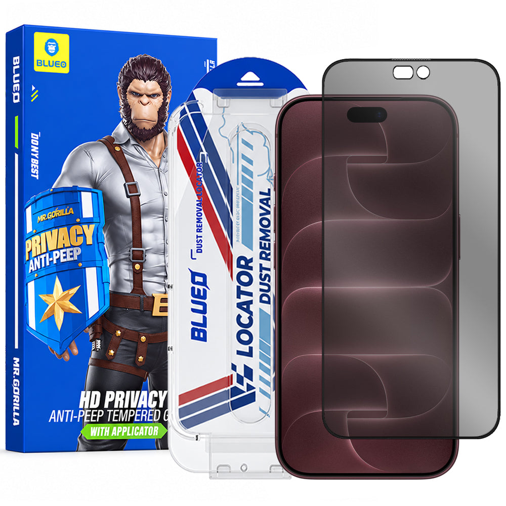 Protector de pantalla Privacy Blueo Anti-Peep Applicator Pro para Apple iPhone 18 Pro Max, vidrio templado, adhesivo completo