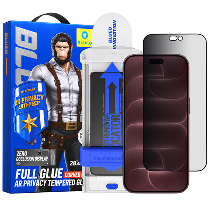 Protector de pantalla Privacy Blueo Anti Peep AR Applicator Pro para Apple iPhone 18 Pro Max, vidrio templado, adhesivo completo, 3D