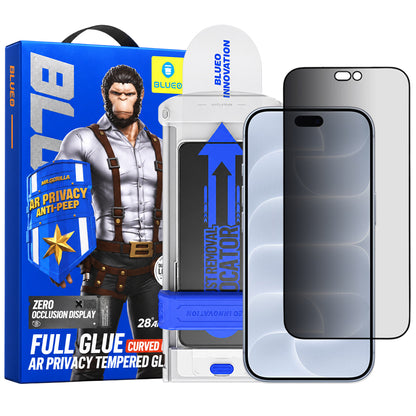 Protector de pantalla Privacy Blueo Anti Peep AR Applicator Pro para Apple iPhone 18 Pro, vidrio templado, adhesivo completo, 3D