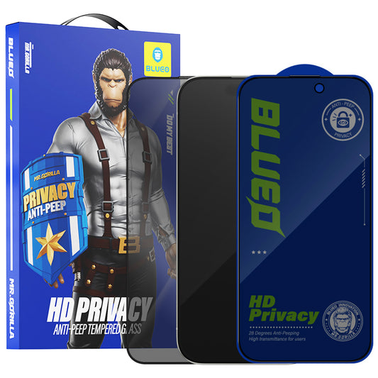 Protector de pantalla Privacy Blueo Anti-Peep para Apple iPhone 15 Pro Max, vidrio templado, adhesivo completo