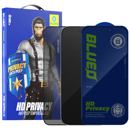 Protector de pantalla Privacy Blueo Anti-Peep para Apple iPhone 16 / 15, vidrio templado, adhesivo completo
