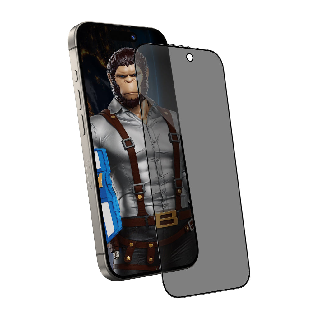 Protector de pantalla Privacy Blueo Anti-Peep para Apple iPhone 16 / 15, vidrio templado, adhesivo completo