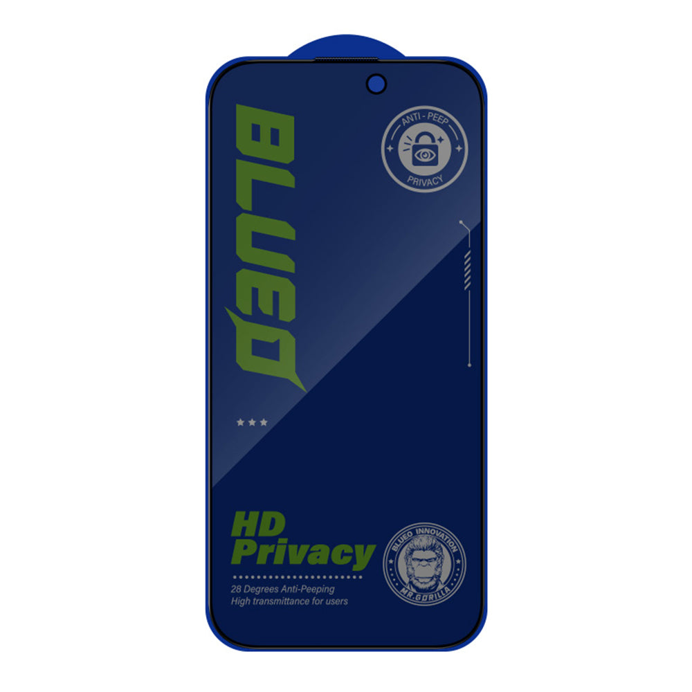 Protector de pantalla Privacy Blueo Anti-Peep para Apple iPhone 16 / 15, vidrio templado, adhesivo completo