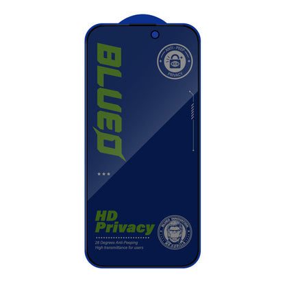 Protector de pantalla Privacy Blueo Anti-Peep para Apple iPhone 16 / 15, vidrio templado, adhesivo completo