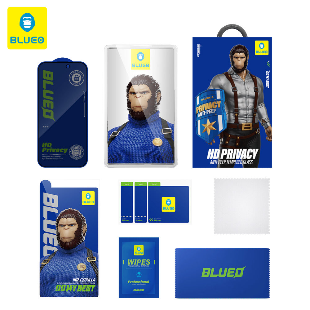 Protector de pantalla Privacy Blueo Anti-Peep para Apple iPhone 16 / 15, vidrio templado, adhesivo completo