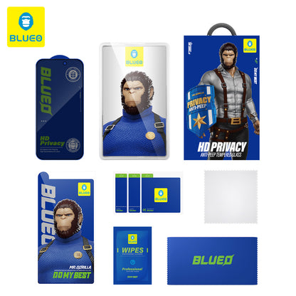 Protector de pantalla Privacy Blueo Anti-Peep para Apple iPhone 16 / 15, vidrio templado, adhesivo completo