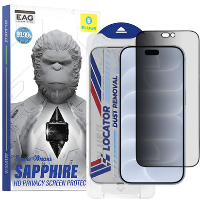 Protector de pantalla Privacy Blueo Premium Sapphire Applicator para Apple iPhone 18 Pro, vidrio templado, adhesivo completo