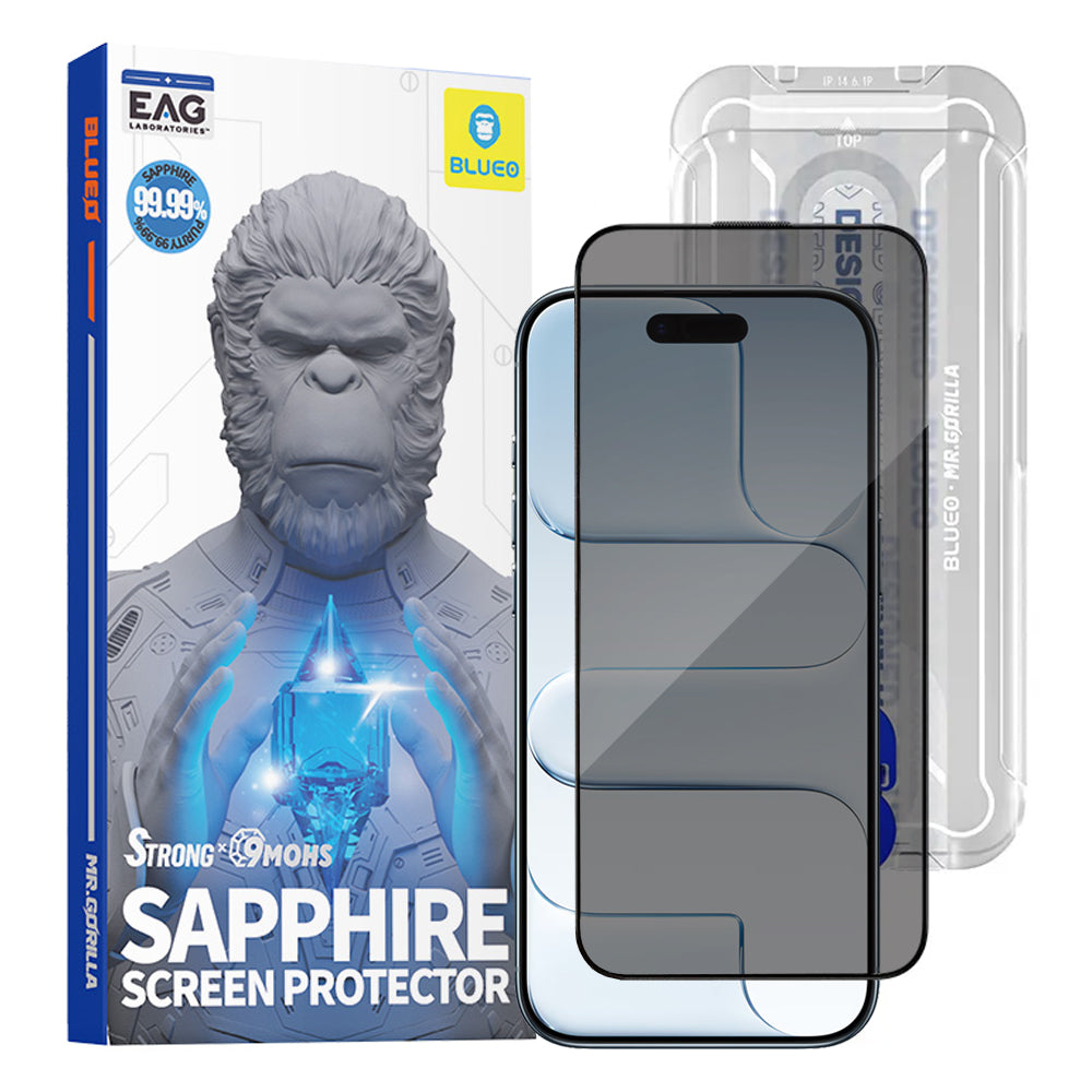 Protector de pantalla Privacy Blueo Sapphire Applicator Pro para Apple iPhone 17 Air, Cristal Templado, Full Glue
