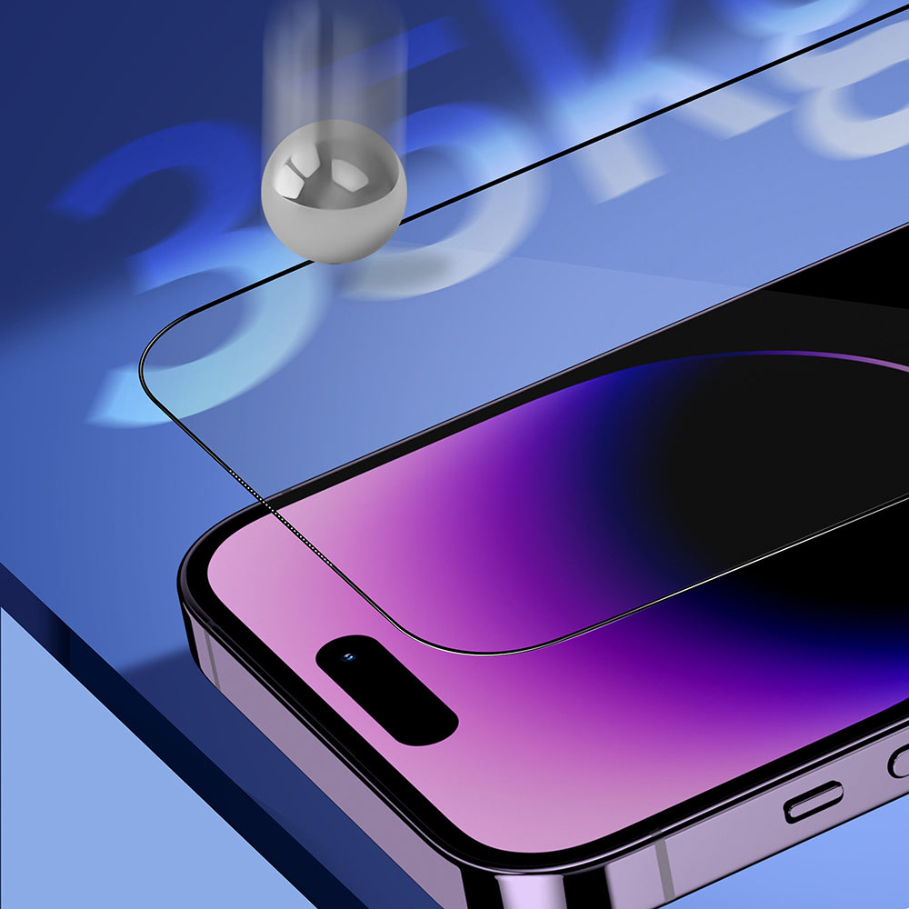 Protector de pantalla Privacy Blueo Sapphire Applicator Pro para Apple iPhone 17 Pro / 17 / 16 Pro, Cristal Templado, Full Glue