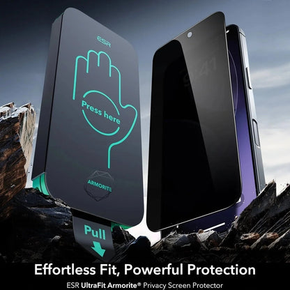Protector de pantalla Privacy ESR Armorite UltraFit para Apple iPhone 17 Air, Cristal Templado, Full Glue, Set de 3 piezas