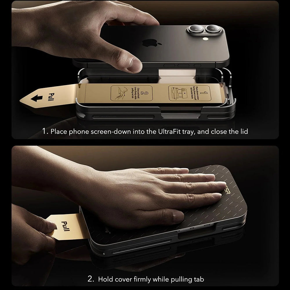 Protector de pantalla Privacy ESR UltraFit Armorite Pro para Apple iPhone 17 / 16 Pro, Cristal Templado, Full Glue, Set de 3 piezas