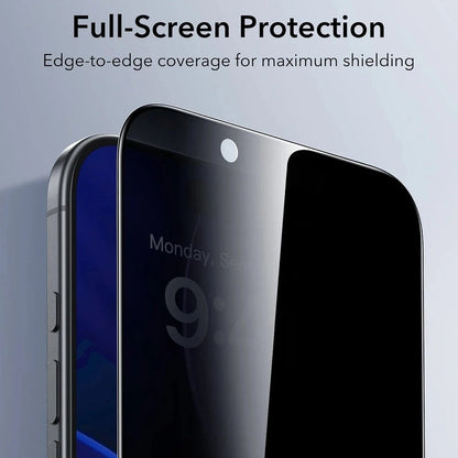 Protector de pantalla Privacy ESR UltraFit para Apple iPhone 17 Air, Cristal Templado, Full Glue, Set de 3 piezas.
