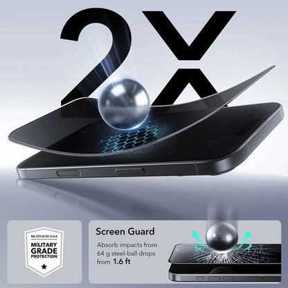 Protector de pantalla Privacy ESR UltraFit para Apple iPhone 17 Pro Max, Cristal Templado, Full Glue, Set de 3 piezas.