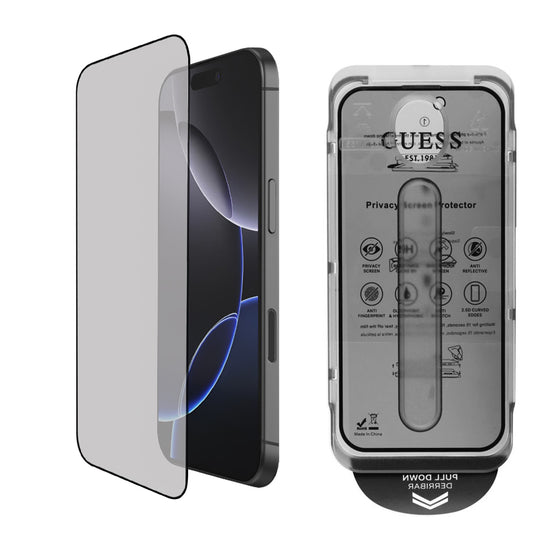 Protector de pantalla Privacy Guess para Apple iPhone 16 Pro, Cristal Templado, Full Glue, 2.5D, GUTGP16LBOKGCIP