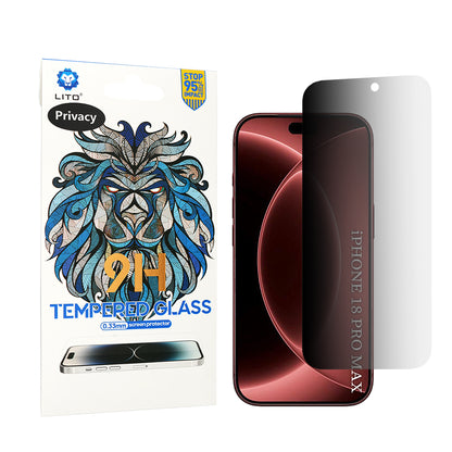 Protector de pantalla Privacy Lito Classic para Apple iPhone 18 Pro Max, vidrio templado, adhesivo completo, 2.5D