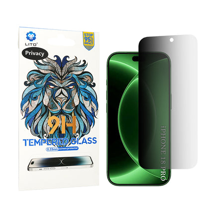 Protector de pantalla Privacy Lito Classic para Apple iPhone 18 Pro, vidrio templado, adhesivo completo, 2.5D