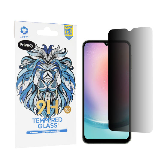 Protector de pantalla Privacy Lito Classic para Samsung Galaxy A24 4G A245, vidrio templado, adhesivo completo, 2.5D