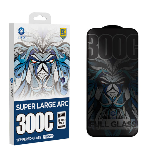 Protector de pantalla Privacy Lito D+ Max 300C para Apple iPhone 16 Plus, vidrio templado, adhesivo completo