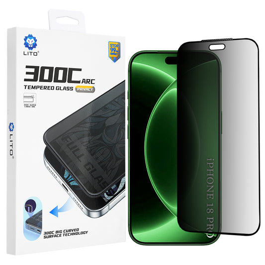 Protector de pantalla Privacy Lito D+ Max 300C para Apple iPhone 18 Pro, vidrio templado, adhesivo completo