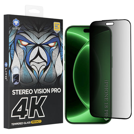 Protector de pantalla Privacy Lito D+ Max 4K para Apple iPhone 18 Pro, vidrio templado, adhesivo completo