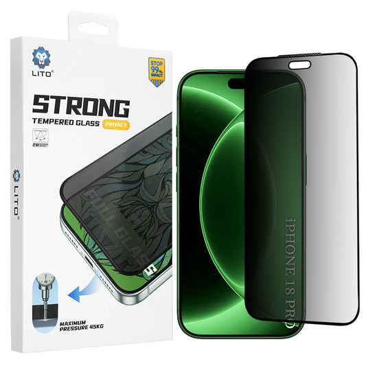 Lito D+ Max Strong Privacy Screen Protector for Apple iPhone 18 Pro, Tempered Glass, Full Glue