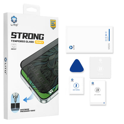 Protector de pantalla exterior Privacy Lito D+ Max Strong para Apple iPhone Duo, vidrio templado, adhesivo completo