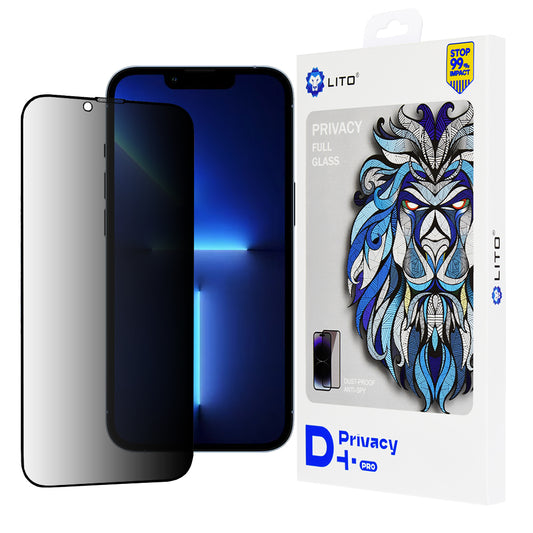 Protector de pantalla Privacy Lito D+ Pro para Apple iPhone 14 Plus / 13 Pro Max, vidrio templado, adhesivo completo