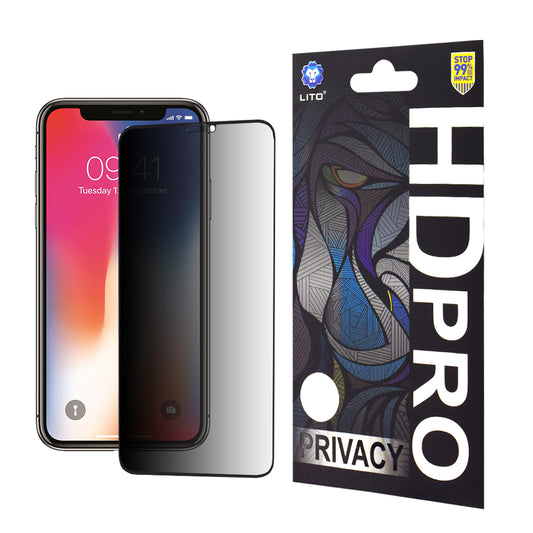 Protector de pantalla Privacy Lito HD Pro para Apple iPhone 11 Pro / XS / X, vidrio templado, adhesivo completo