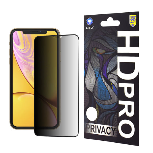 Protector de pantalla Privacy Lito HD Pro para Apple iPhone 11 / XR, vidrio templado, adhesivo completo