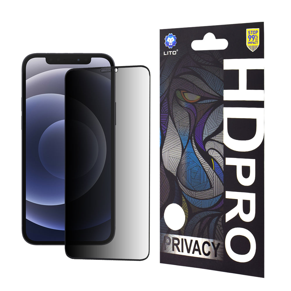 Privacy Screen Protector Lito HD Pro for Apple iPhone 12 / 12 Pro, Tempered Glass, Full Glue