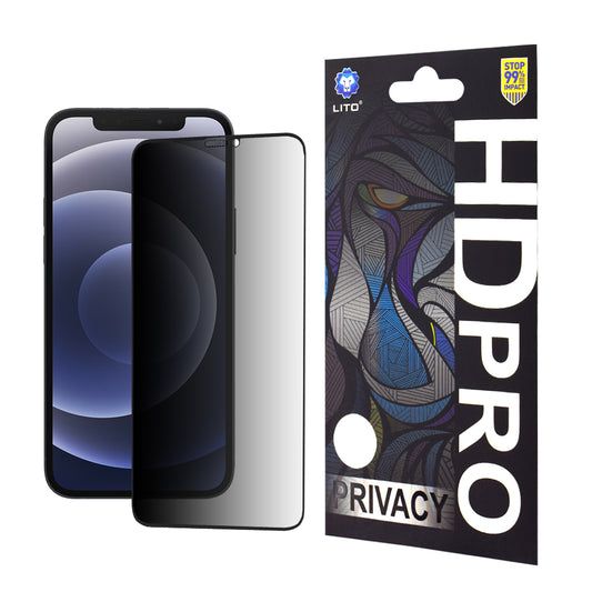 Protector de pantalla Privacy Lito HD Pro para Apple iPhone 12 / 12 Pro, vidrio templado, adhesivo completo