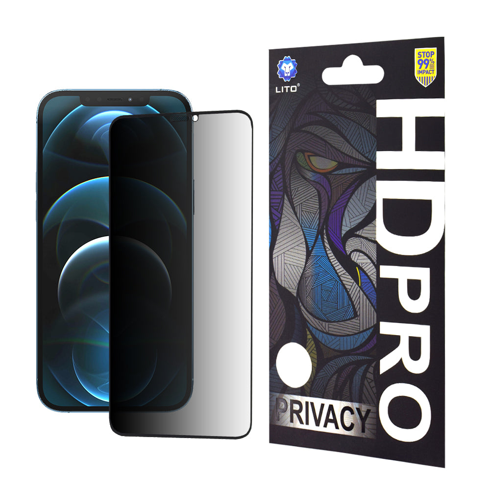Protector de pantalla Privacy Lito HD Pro para Apple iPhone 12 Pro Max, vidrio templado, adhesivo completo