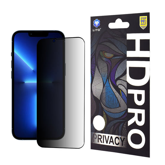 Protector de pantalla Privacy Lito HD Pro para Apple iPhone 14 Plus / 13 Pro Max, vidrio templado, adhesivo completo