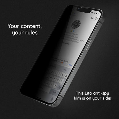 Protector de pantalla Privacy Lito HD Pro para Apple iPhone 15 Plus, vidrio templado, adhesivo completo