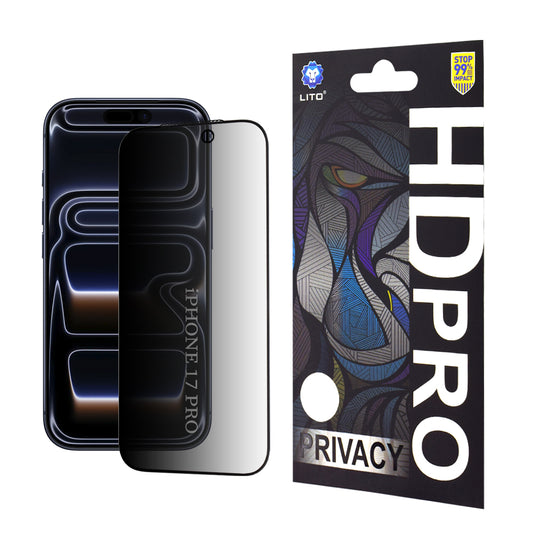 Protector de pantalla Privacy Lito HD Pro para Apple iPhone 17 Pro, Cristal Templado, Full Glue