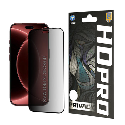 Protector de pantalla Privacy Lito HD Pro para Apple iPhone 18 Pro Max, vidrio templado, adhesivo completo