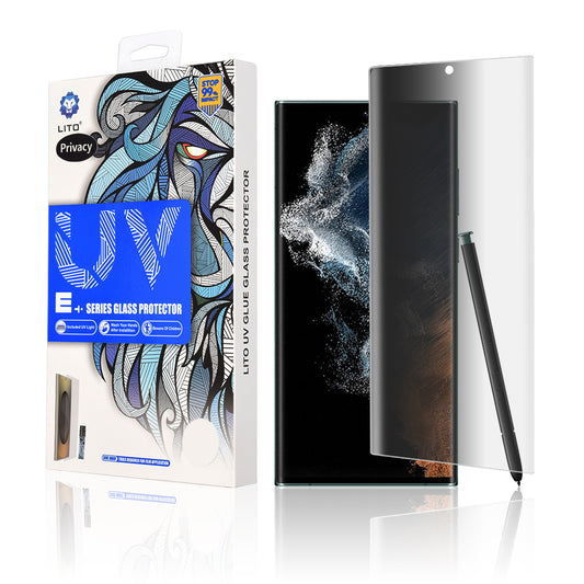 Protector de pantalla Privacy Lito para Samsung Galaxy S22 Ultra 5G S908, vidrio templado, pegamento UV, 3D