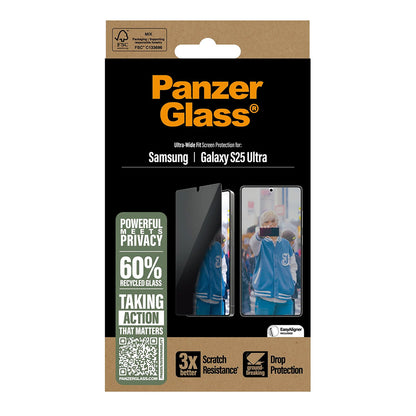 Protector de pantalla Privacy PanzerGlass Ultra-Wide Fit para Samsung Galaxy S25 Ultra S938, Cristal Templado, Full Glue