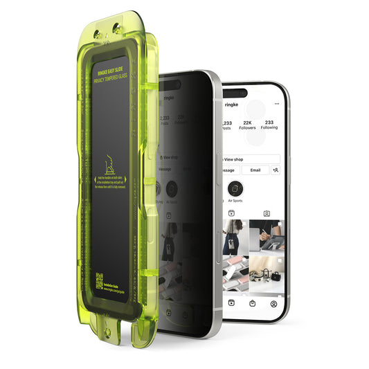 Protector de pantalla Privacy Ringke Easy Slide para Apple iPhone 17, vidrio templado, adhesivo completo, set de 2 piezas