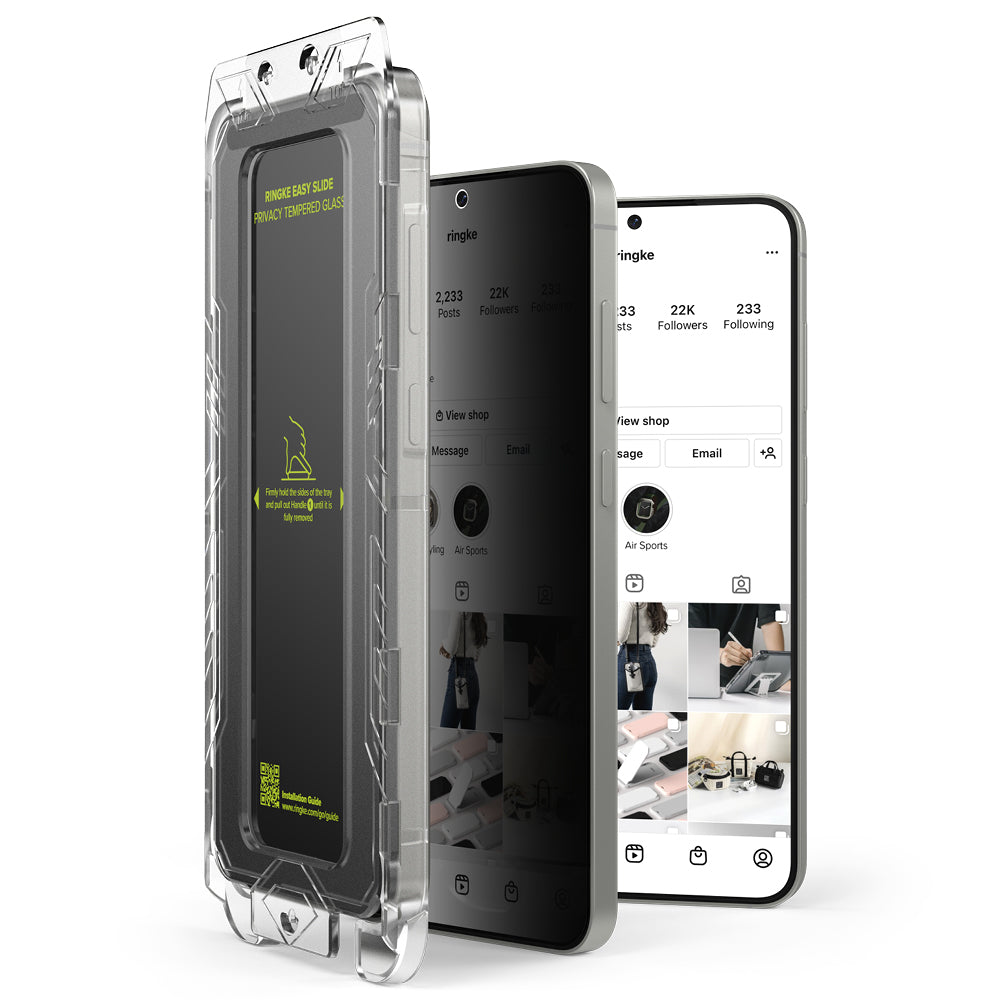 Protector de pantalla Privacy Ringke Easy Slide para Samsung Galaxy S25+ S936, vidrio templado, adhesivo completo, set de 2 piezas