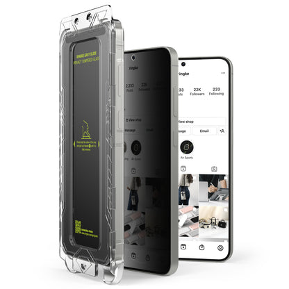 Protector de pantalla Privacy Ringke Easy Slide para Samsung Galaxy S25+ S936, vidrio templado, adhesivo completo, set de 2 piezas