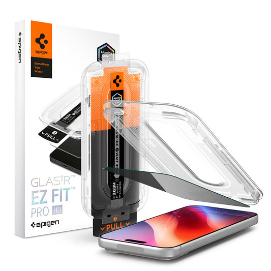 Protector de pantalla Privacy Spigen GlastR EZ FIT Pro HD para Apple iPhone 18 Pro, Vidrio Templado, Pegamento Completo AGL12028