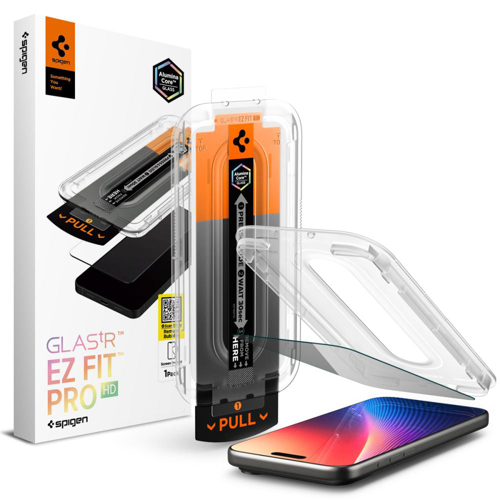 Protector de pantalla Privacy Spigen GlastR EZ FIT Pro para Apple iPhone 17 Pro / 17 / 16 Pro, Cristal Templado, Full Glue