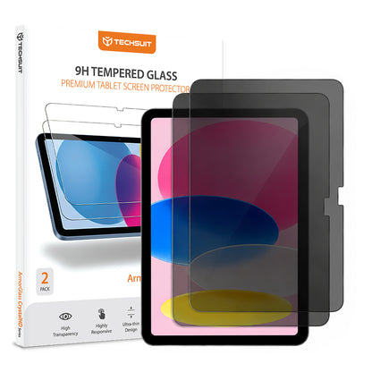 Protector de pantalla Privacy Techsuit ArmorGlass CrystalHD para Apple iPad (2025) / (2022), Vidrio templado, Pegamento completo, Set de 2 piezas